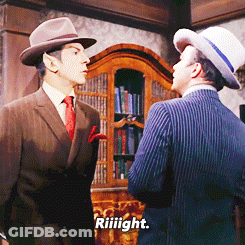 Two Men In Suits And Hats Saying Riiight GIF