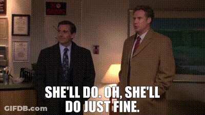 Two Men In Suits And Ties Are Standing Next To Each Other And One Of Them Is Saying She 'Ll Do . Oh . GIF