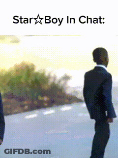 Two Men In Suits Are Walking Down A Street With The Words Star Boy In Chat Written Above Them GIF