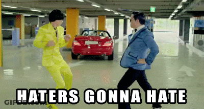 Two Men In Suits Dancing With Haters Gonna Hate GIF