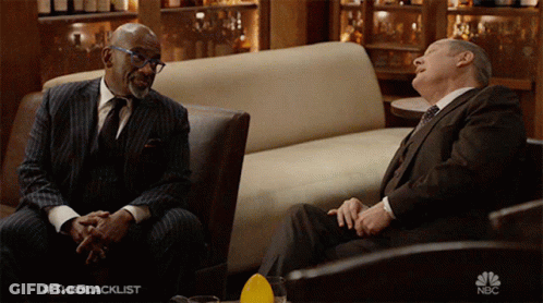 Two Men In Suits Sitting On Couch The Blacklist GIF