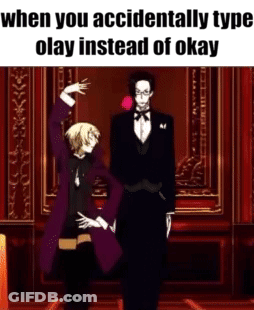 Two Men In Tuxedos Standing Next To Each Other Caption When You Accidentally Type Okay Instead Of GIF