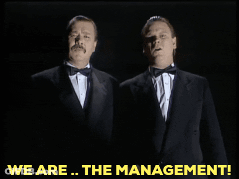 Two Men In Tuxedos We Are The Management GIF