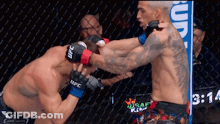 Two Men In Ufc Gloves Are Fighting In A Boxing Ring GIF