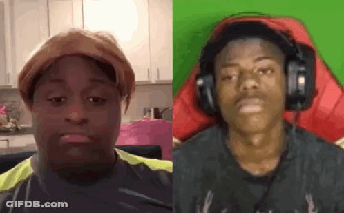 Two Men In Wigs And Headphones GIF