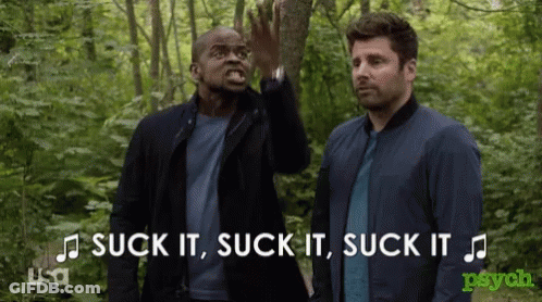 Two Men In Woods Saying Suck It GIF
