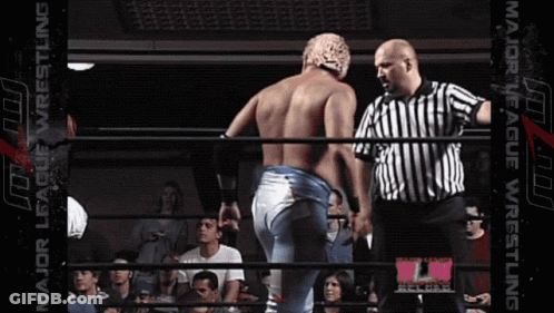 Two Men In Wrestling Ring Major League Wrestling GIF
