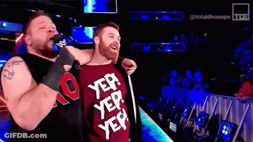 Two Men In Wrestling Ring With Yep Shirt GIF