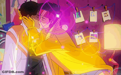 Two Men Kissing Cartoon GIF