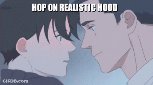 Two Men Kissing Cartoon Hop On Realistic Hood GIF