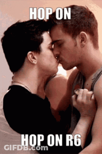 Two Men Kissing Hop On Hop On R6 GIF