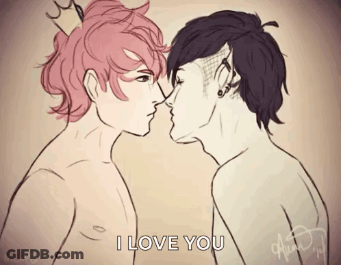 Two Men Kissing I Love You GIF