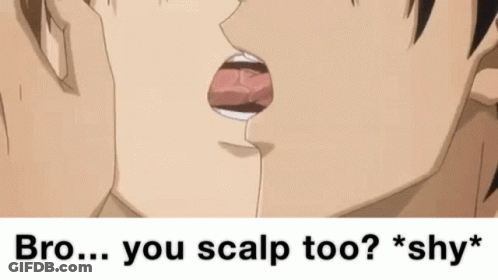 Two Men Kissing Saying Bro You Scalp Too Shy GIF