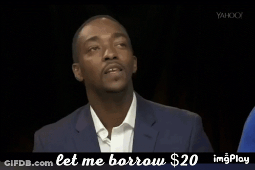 Two Men Laughing In Front Of A Yahoo Banner GIF