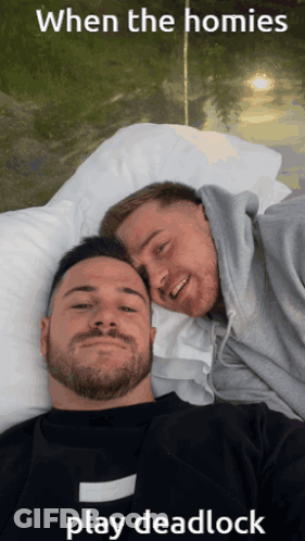 Two Men Laying On Bed When The Homies Play Deadlock GIF