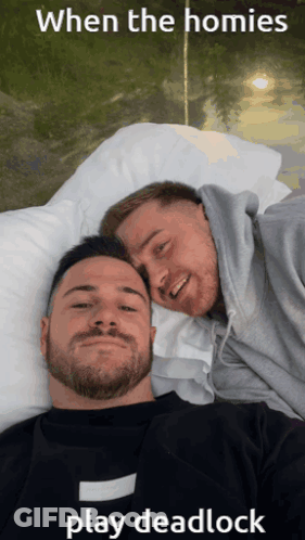 Two Men Laying On Bed When The Homies Play Deadlock GIF