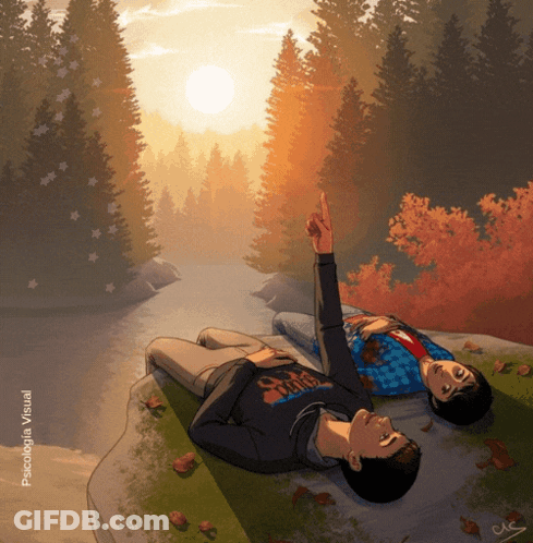 Two Men Laying On Rock With Sdg Shirt GIF