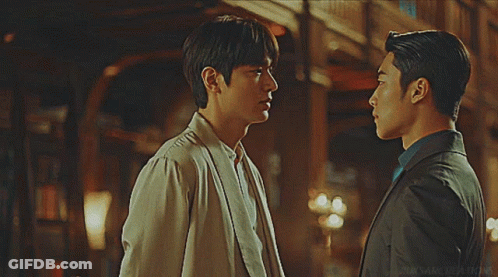 Two Men Looking At Each Other Saying Don't GIF