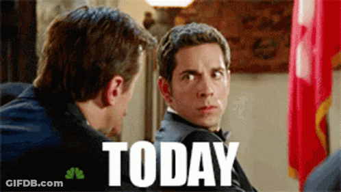 Two Men Looking At Each Other Saying Today GIF