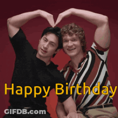 Two Men Making Heart Shape Happy Birthday GIF