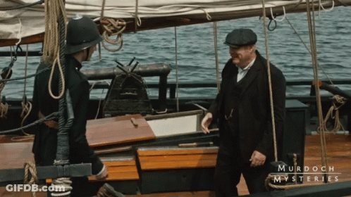 Two Men On Boat Murdoch Mysteries GIF