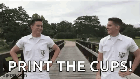 Two Men On Bridge Hands On Hips Print The Cups GIF