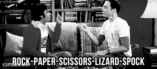 Two Men On Couch Rock Paper Scissors Lizard Spock GIF