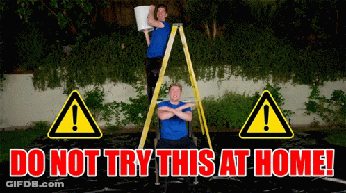 Two Men On Ladder Do Not Try This At Home GIF