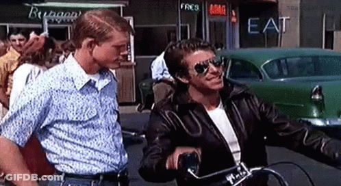 Two Men On Street With Bicycle GIF