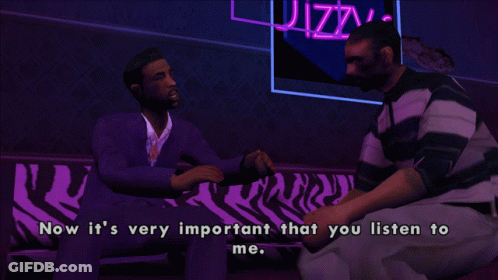 Two Men On Zebra Print Couch Saying Now It's Very Important You Listen To Me GIF