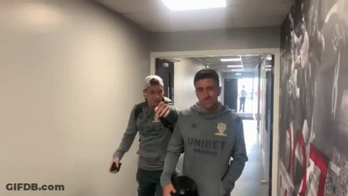 Two Men One In Unibet Sweatshirt GIF