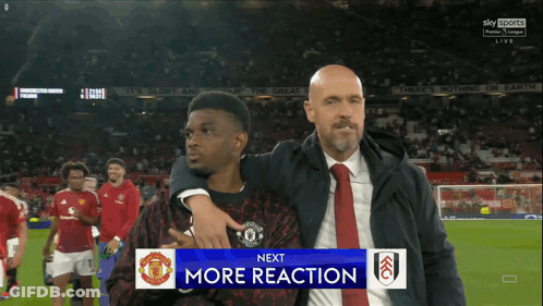 Two Men One Red Tie Soccer Field Next More Reaction GIF