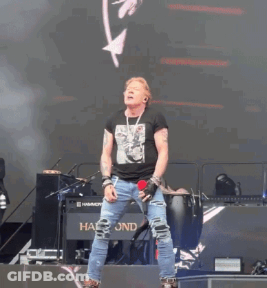 Two Men One Wearing Guns N Roses Shirt GIF