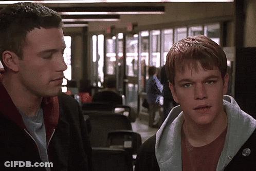 Two Men One Wearing I Love You Button GIF