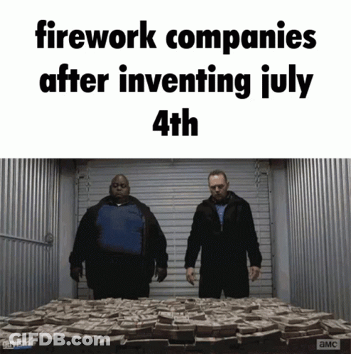 Two Men Pile Money Firework Companies After Inventing July 4Th GIF