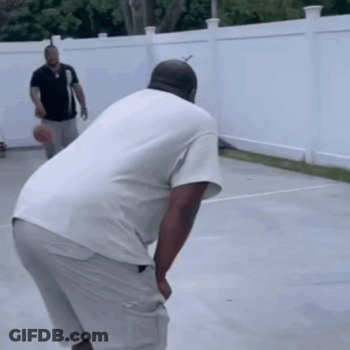 Two Men Playing Basketball On Court GIF