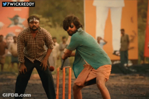 Two Men Playing Cricket With 7Wickreddy GIF