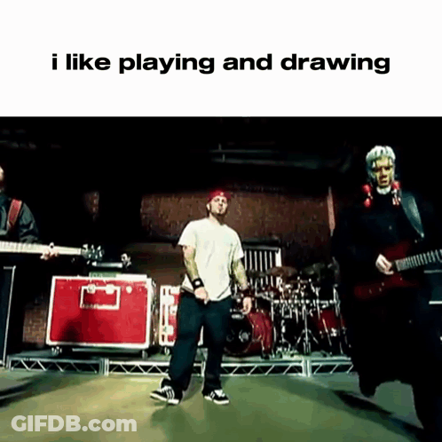Two Men Playing Guitar And Drums GIF