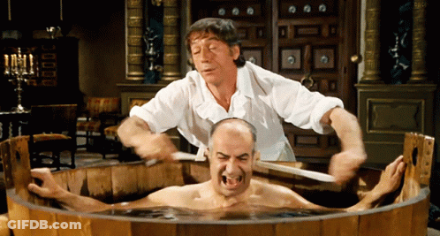 Two Men Playing With Man In Bathtub GIF