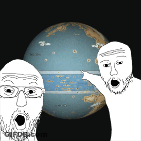 Two Men Pointing At Pacific Ocean Globe GIF