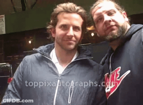 Two Men Posing With Toppixautographs.com GIF