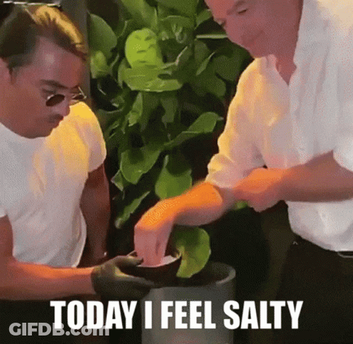 Two Men Preparing Food Saying Today I Feel Salty GIF