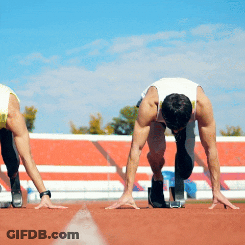 Two Men Preparing To Race On Track GIF