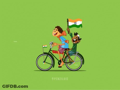 Two Men Riding Bike Happy Independence Day GIF