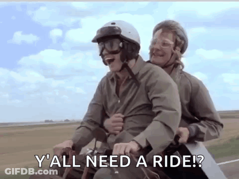 Two Men Riding Motorcycle One Asking Yall Need Ride GIF
