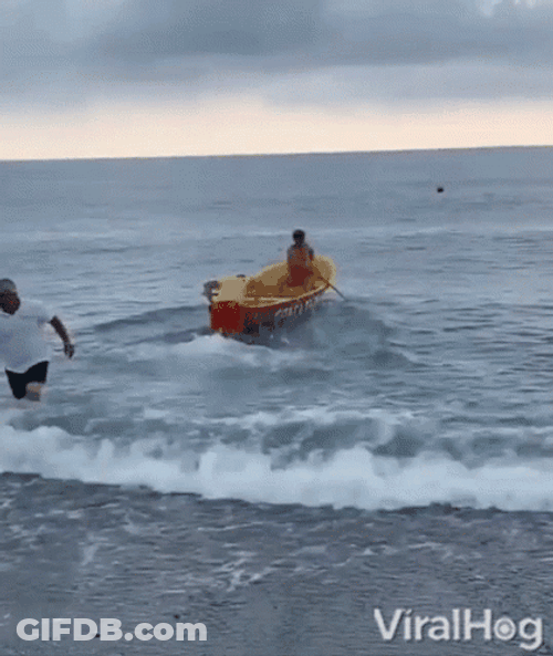 Two Men Row The Boat And One Fell GIF