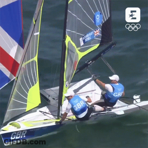 Two Men Sailing Boat Saying GBR GIF
