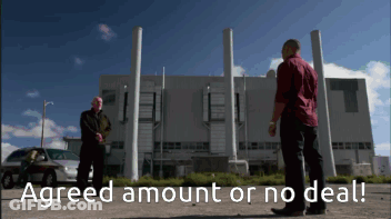 Two Men Saying Agreed Amount Or No Deal GIF