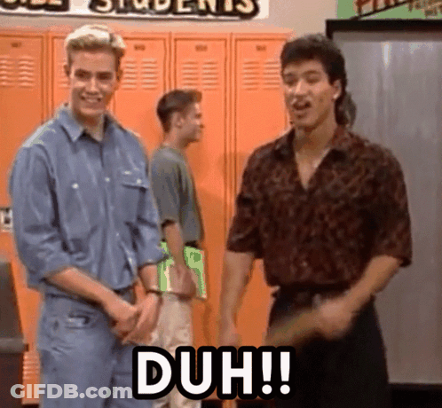 Two Men Saying Duh GIF