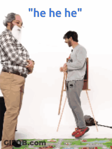 Two Men Saying He He He GIF